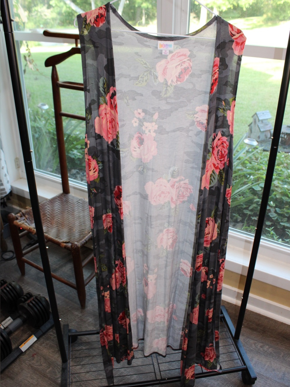 LuLaRoe Joy Long Duster Vest | Medium | Black Floral Sleeveless Cardigan